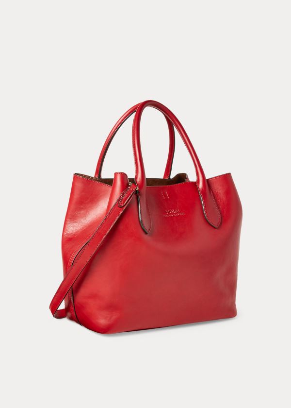 Bolsos De Mano Polo Ralph Lauren Mujer Rojos - Leather Medium Bellport - EZIBO5619